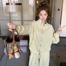 立领开衫卫衣休闲裤两件套2C317A-8509-P160-K218，女装套装/套裙，2C317A