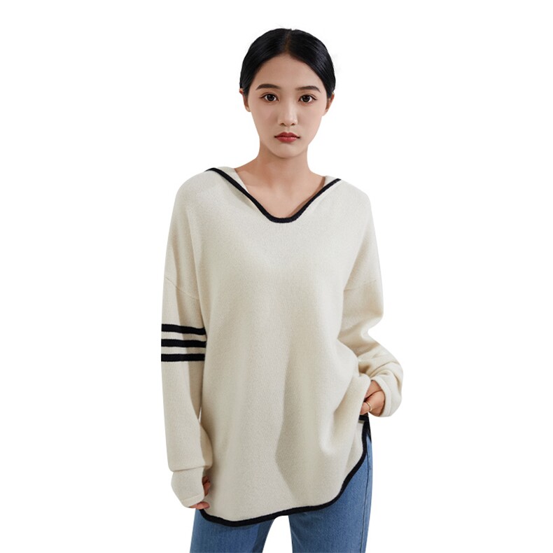 时尚百搭V领宽松羊绒毛衣简约大方舒适保暖,女装羊绒衫,恒爱羊绒
