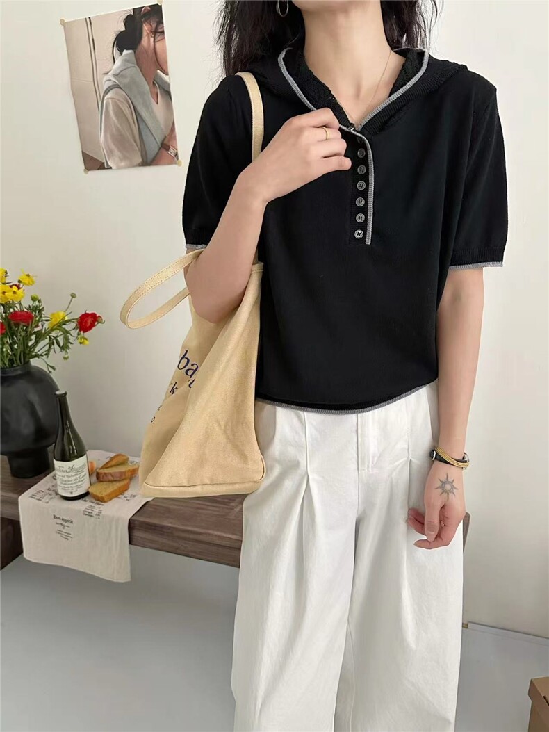 糯半开领连帽针织衫女2025年早春新款减龄套头毛衣,针织衫/毛衣,悦玛羊绒