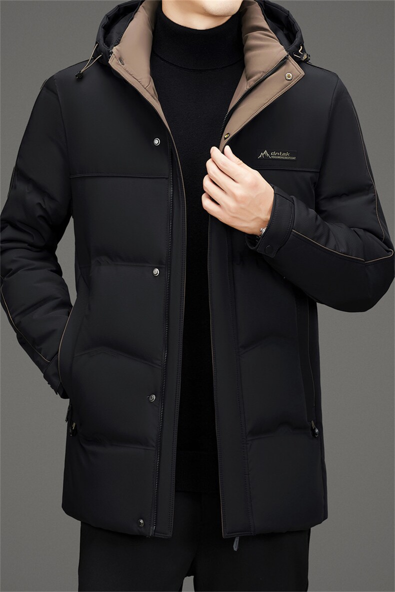中老年可脱卸帽中长款90绒羽绒服外套男中年羽绒服大衣限价368元,男装羽绒服,钱塘723