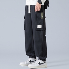 休闲裤男夏季新款港风宽松冰丝垂顺工装裤K6602-P42，男装休闲裤，星座214-3