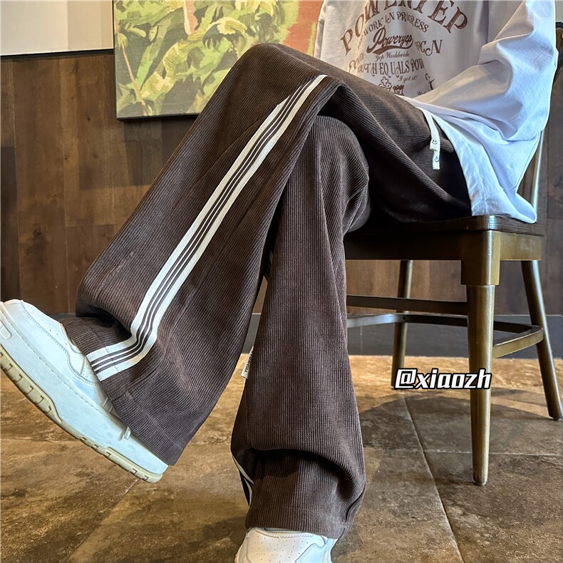 XZ616秋冬重磅欧棉绒撞色织带拼接破缝休闲长裤TY1118P55控68,男装休闲裤,星座512A（原616）