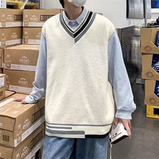 秋冬季V领毛衣背心男潮流韩版学院风拼色针织马甲MY749-P32，男装背心/马甲，星座208-5