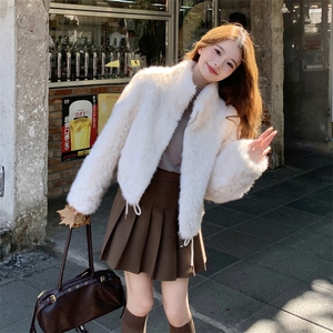 纯白色秋冬皮毛一体外套女仿水貂绒休闲上衣2C353--711# P180K268图片