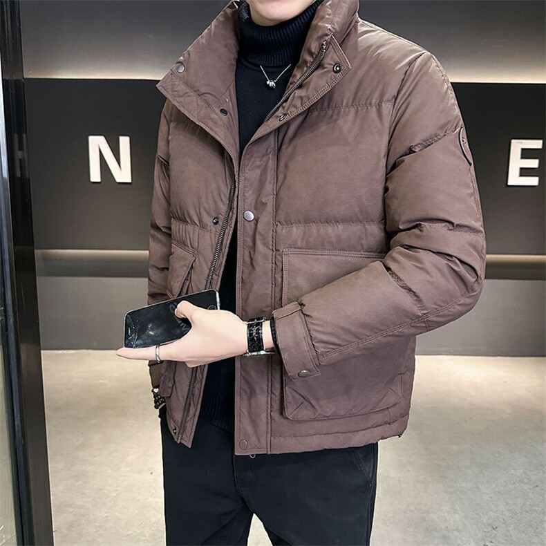 皮羽绒服男冬季2024新款立领帅气加厚防风防寒B240-YR69010-P215，男装羽绒服，电商B240