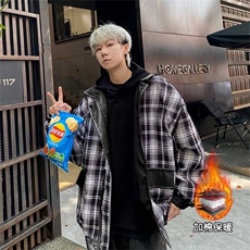 秋冬数据新款双面穿格子皮棉衣美式翻领百搭休闲棉服MF1088P110，男装皮衣，电商A128