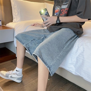牛仔短裤男夏季港风宽松简约百搭工装五分裤休闲潮牌 K824-P35图片