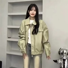 美式复古港风chic外套女2025早春PU皮衣夹克韩系高级感上衣ins潮，男装夹克，星座506A