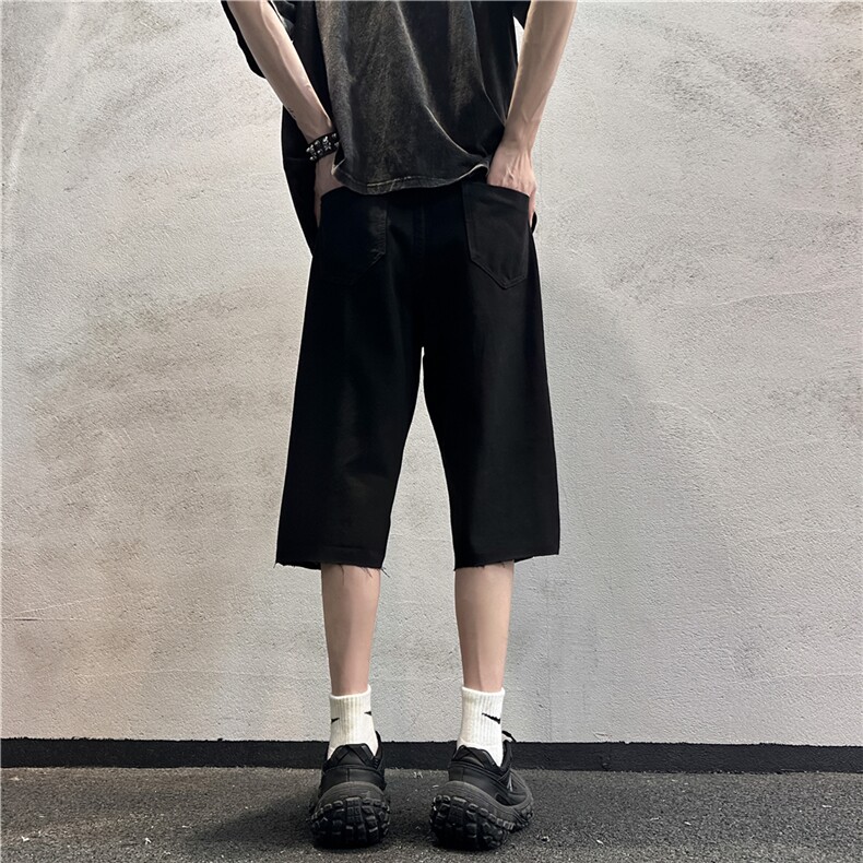 D2053-p45-控68现货风宽松cleanfit牛仔裤七分裤黑暗,男装牛仔裤,星座116