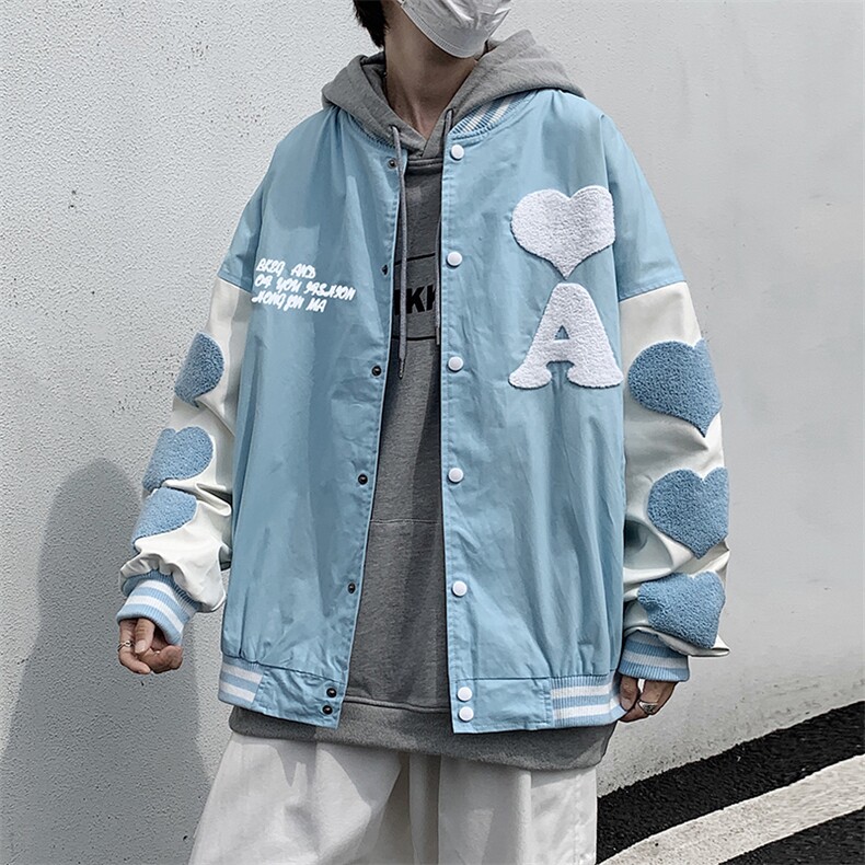 爱心刺绣棒球服男春秋季韩版bf痞帅休闲夹克潮牌百搭W1909-P55,男装夹克,星座512-4