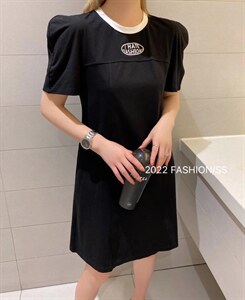 夏季新款连衣裙 前刺绣字母,女装连衣裙,妮斯娜美