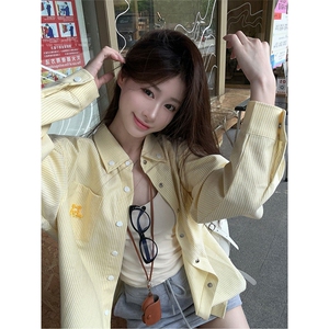 TC683-p45 毛巾绣 条纹长袖衬衫女早秋新款宽松衬衣图片