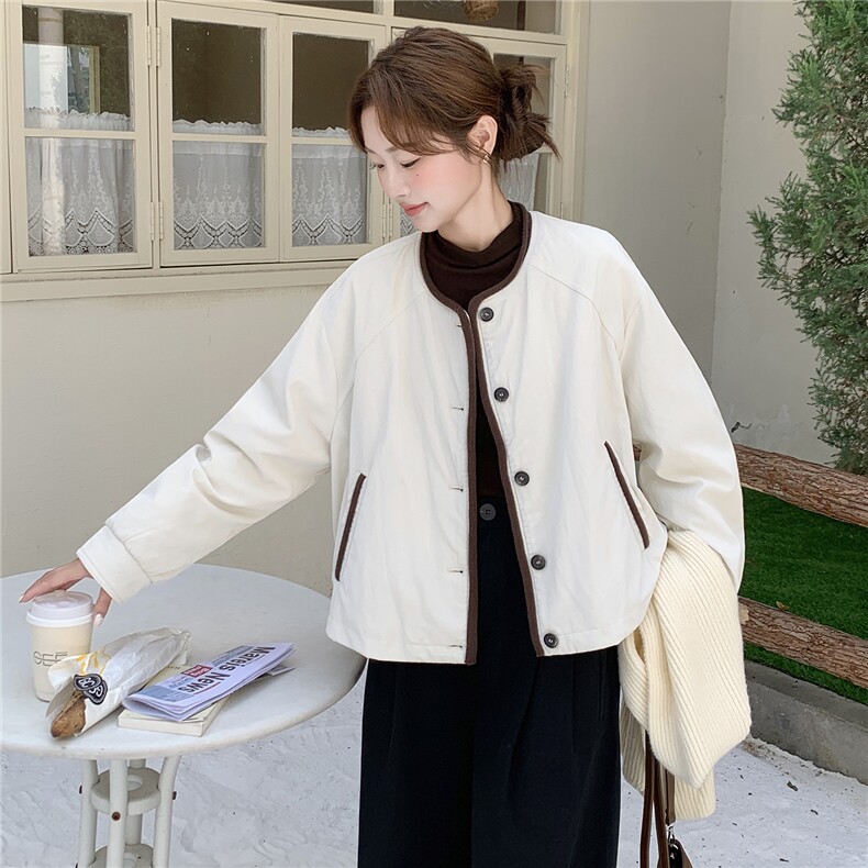 现货90白鸭绒圆领短款羽绒服女2025冬新款宽松时尚百搭保暖外套,女装羽绒服,琦鑫阁（原依鑫阁）