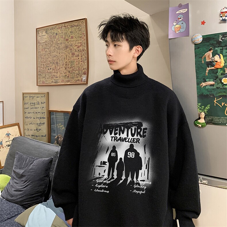 8XL高领毛衣男大码胖子堆堆领打底羊毛衫GM45374-P45加绒款-P65,男装T恤,电商A040