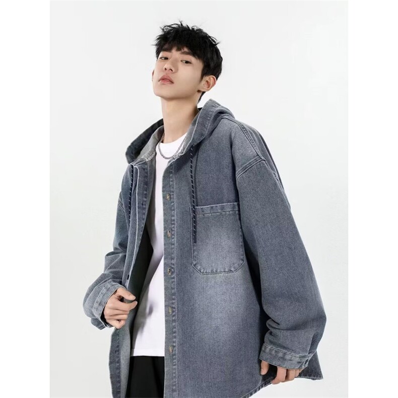 J9842-P65美式高街渐变色复古工装连帽夹克牛仔外套,男装工装外套,星座617A-2