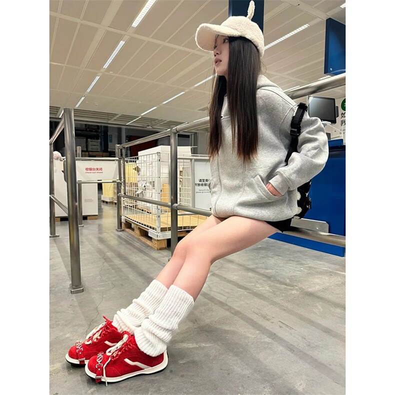 抖音得物品质26春装美式重磅结构斜拉链高领连帽卫衣开衫外套W61,女装短外套,电商A486-1
