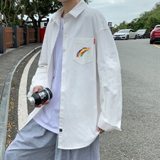 春季长袖衬衫男宽松港风衬衣男外套男CSCS264-P35，男装衬衫，电商B371