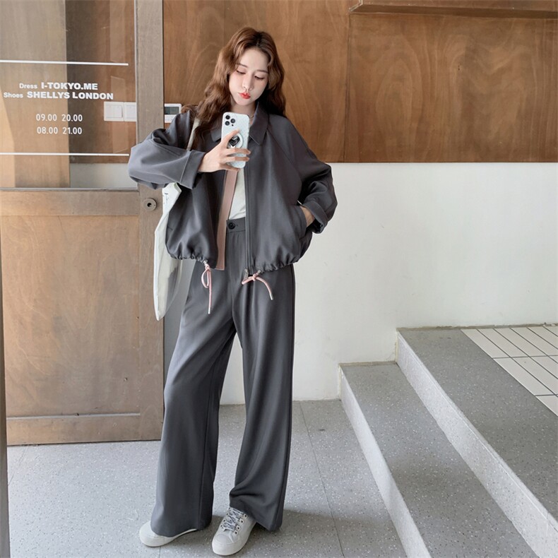 现货拼色短外套阔腿裤套装8852P185K278,女装套装/套裙,2C201
