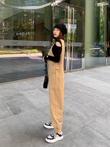 2021秋冬新款韩版时尚休闲背带长裤,女装其它,星女郎