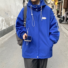 克莱因蓝外套男中性风宽松抽绳装饰连帽大码M-5XL夹克男JK7569P75，男装夹克，星座227-7