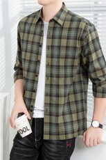 C1106男士春季新款长袖格子衬衣青年修身尖领阔版衬衫休闲，男装衬衫，电商B360A（原721A）