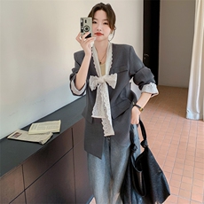 现货主推花边西装210-99118-P145-K2182025年秋季，女装西装，韩蜜菓