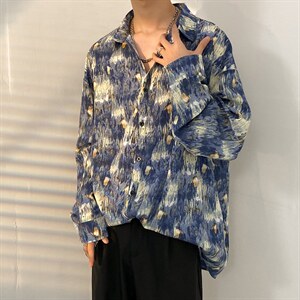 2025秋季扎染长袖衬衫男青少年渐变迷彩衬衫百搭衬衣CS2304-P35图片