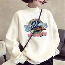 2021冬装新款韩版加绒加厚卫衣，女装卫衣/绒衫，依露奇