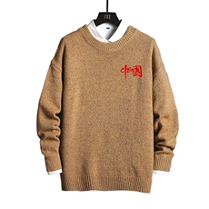 M19276-P45加绒款-P65加厚加绒毛衣男大码毛线衣男针织衫网格，男装针织衫/毛衣，电商A040A