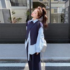 松弛感卫衣套装裙女2025春季新款韩版学院风减龄衬衫半身裙三件套，女装套装/套裙，诺蝶