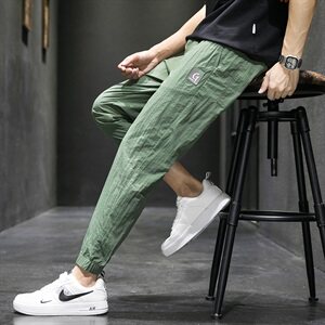 休闲九分裤男潮流百搭宽松运动裤冰丝夏季超薄款束脚裤子Z618图片