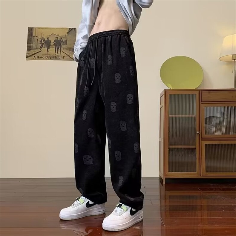 美式hiphop裤子高街潮牌男灯芯绒宽松阔腿裤休闲裤AK753-P35绒43,男装休闲裤,星座1008