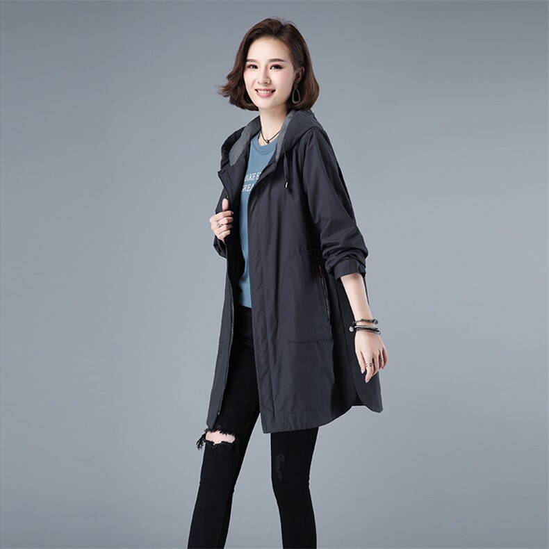 时尚百搭中长款风衣女2022新款春秋外套修身显瘦气质女装,女装风衣,秋牧寒烟