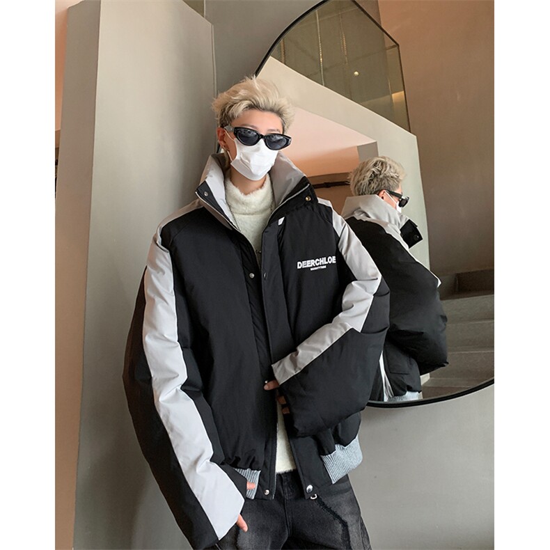 405A美式高街撞色短款棉服加厚立领面包服MY24919-P125控158,男装棉衣,星座405A