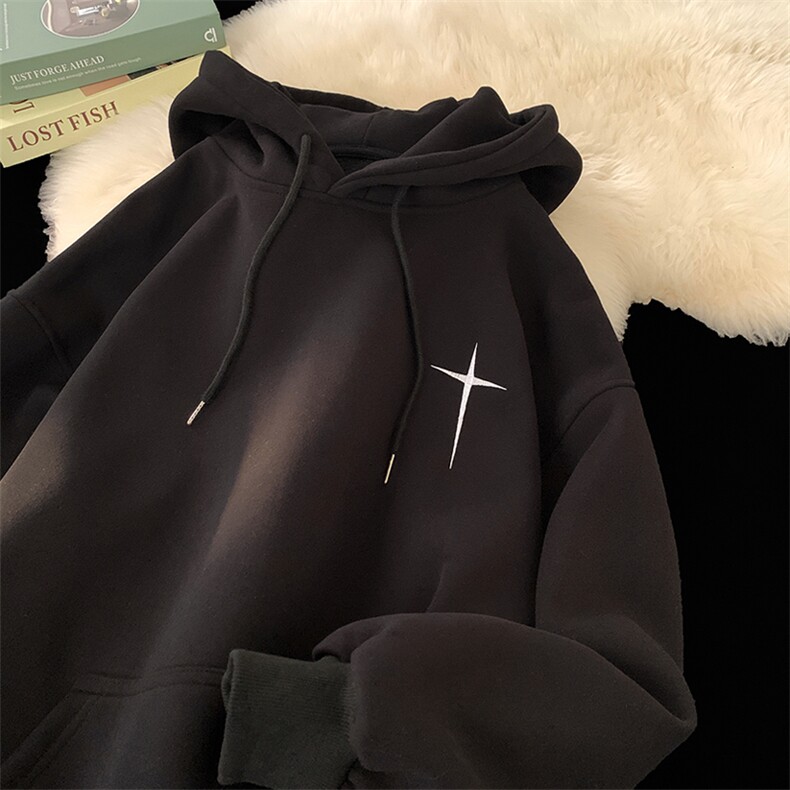 2026秋季新款卫衣男中性风港风宽松连帽外套416B-1-WY680-P58限78，女装短外套，星座416B-1