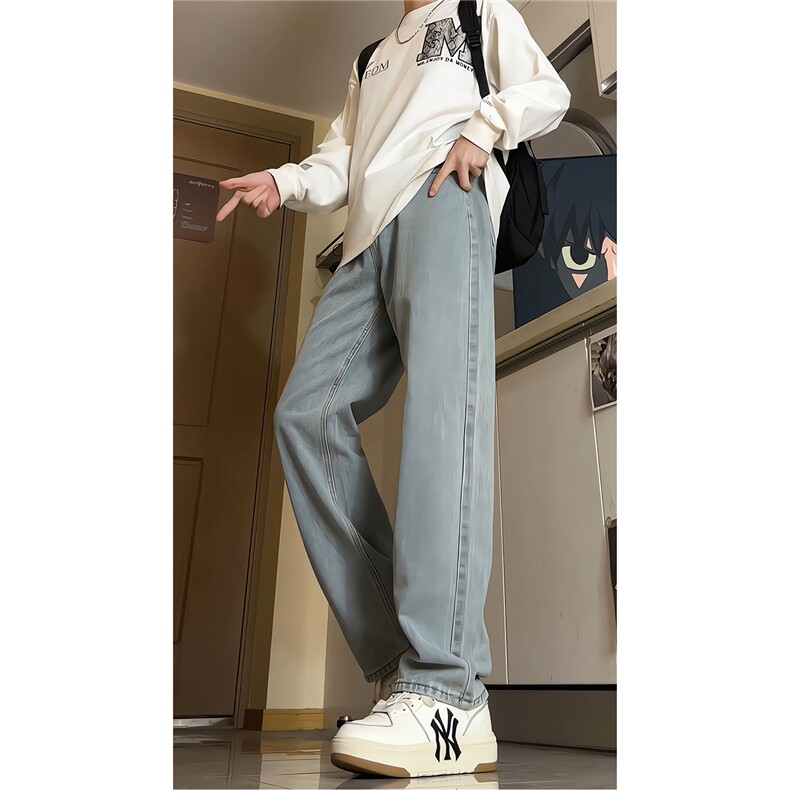 春季加长版裤子男高个子水洗微喇牛仔裤185cm110直筒KZ008P60,男装牛仔裤,电商B312