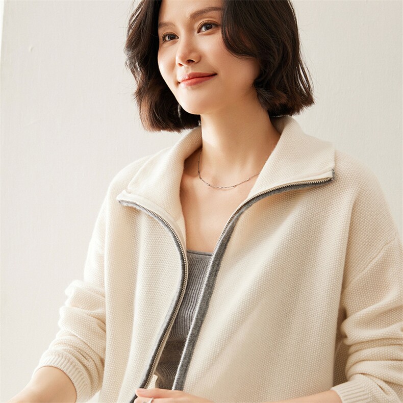 2024年秋季新款宽松洋气减龄35%羊绒开衫外套,女装羊绒衫,七柒羊绒