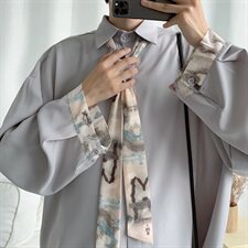 910A-C42-P45控58送领带秋装仙气衬衫情侣休闲小清新上衣男，男装衬衫，星座910A