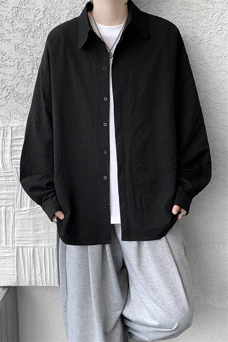 8XL-M泡泡纱盐缩肌理长袖衬衫男夏季冰丝外套防晒衬衣CS29007P40,男装衬衫,电商B312