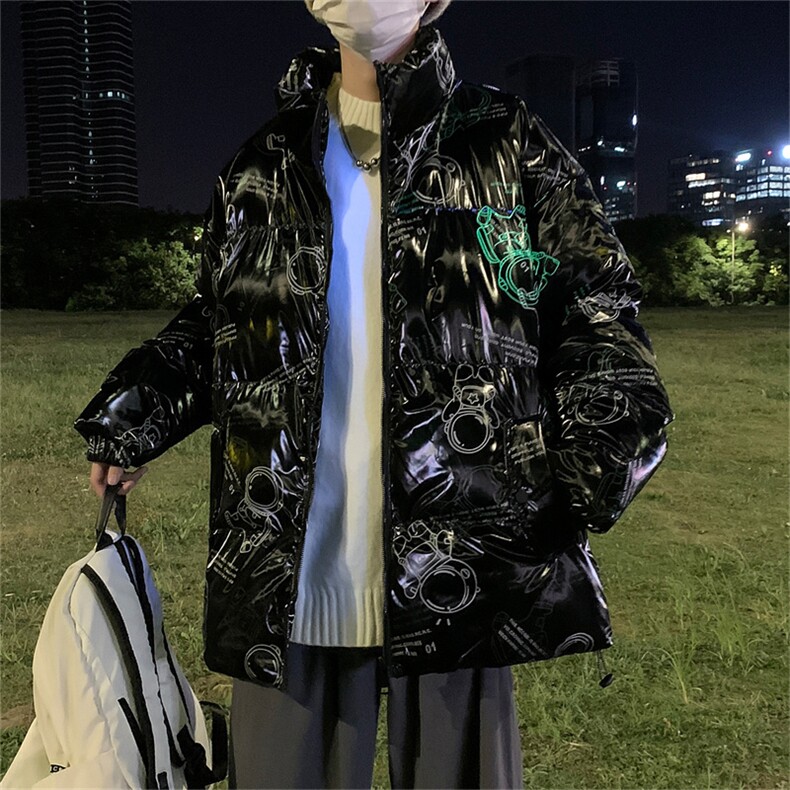 亮面反光图案冬季新款男士潮流休闲加厚棉衣外套XZ109-6006-108,男装棉衣,星座109-1