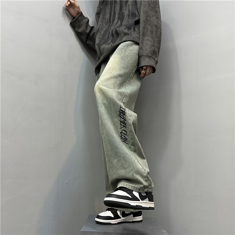 k1030-p45-控68M-5xl港风高阶黄泥黑暗宽松大码牛仔裤,男装牛仔裤,星座116