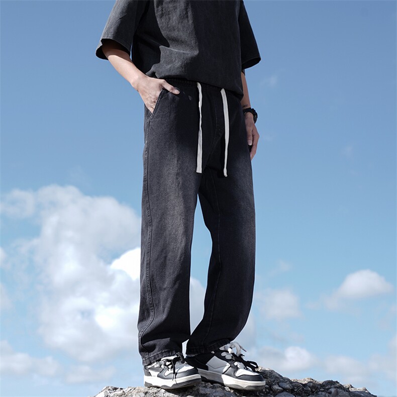 新款牛仔裤直筒复古休闲裤男美式潮牌纯色裤子,男装牛仔裤,电商D315