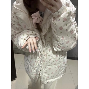 F1029-P128碎花两面穿设计感加厚羽绒服新款时尚高级感超好看棉服图片