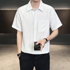 男士短袖衬衫高级感定制面料冰丝透气品质衬衣C317-C801-P55，男装衬衫，电商C317