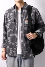 秋季流行男牛仔衬衣宽松休闲长袖衬衫外套XZ310B-3-CY959-P60，男装衬衫，星座310B-3