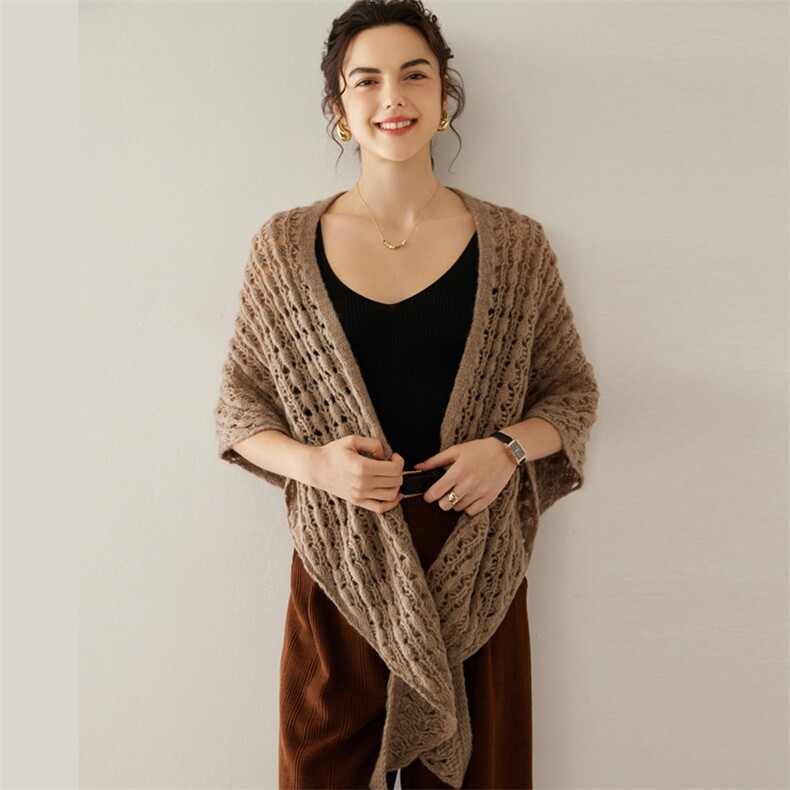 冰丝披肩外搭女减龄鱼尾纹斗篷搭肩夏季护颈空调房纯色百搭围脖，披肩，轩妮羊绒