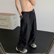 美式高街hiphop工装裤褶皱伞兵裤宽松阔腿裤子XZ211-1-K2331-P55，男装工装外套，星座211-1