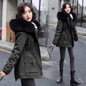 大毛领棉服女中长款棉衣外套2020冬季新款韩版连帽加厚棉袄毛领潮图片