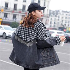 2021秋冬个性潮流休闲独特设计时尚长袖直筒口袋，女装短外套，秋水欣儿