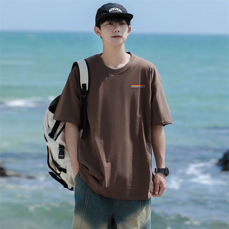 6T男女休闲彩条印花圆领半袖五分袖T恤衫大码TEE团队可定制，男装T恤，星座115A-3